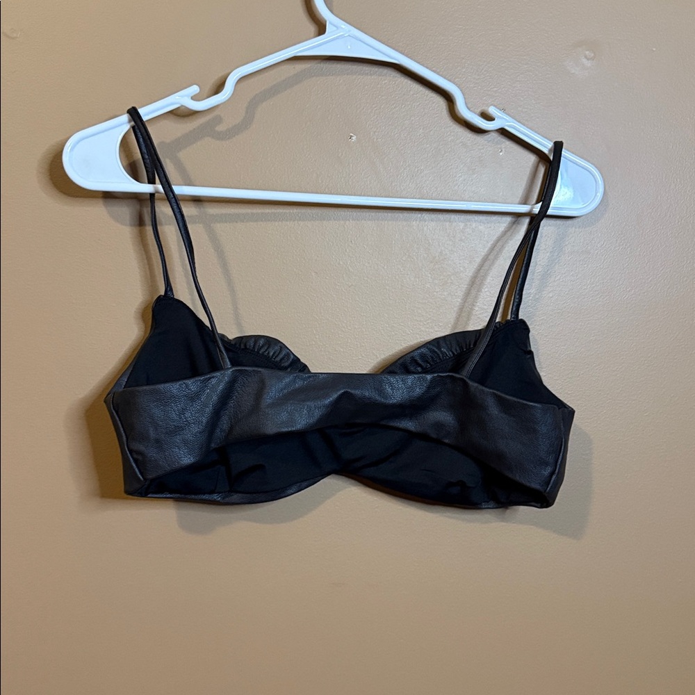 Naked Wardrobe black faux leather bralette. - Picture 4 of 4